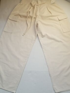 Men's/ Women's Cream Cargo Drawstring Pants - Casual Utility Style